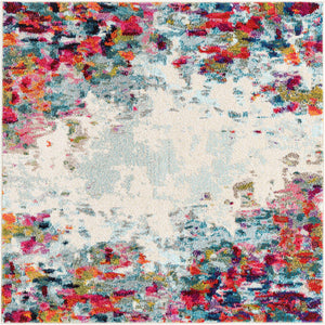 Multicolor 4' x 4' Chromatic Square Area Rug 100% Polypropylene With Cotton Backing Abstract Modern Colorful Carpet Mat for Home Decor & Interior Design for Sale at Rug Engine