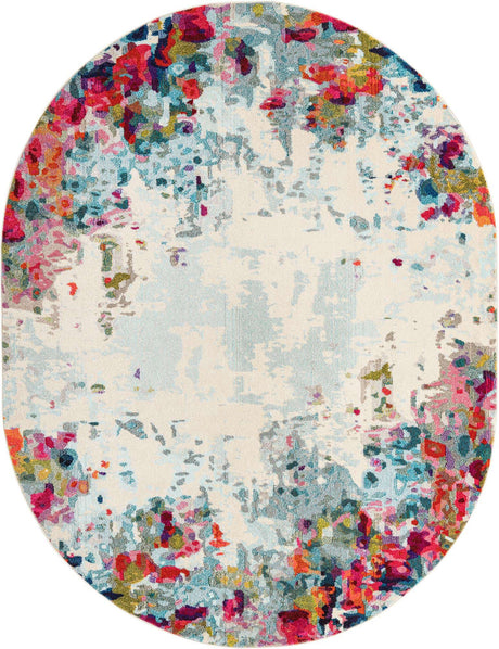Multicolor 7' 11 x 10' Chromatic Oval Area Rug 100% Polypropylene With Cotton Backing Abstract Modern Colorful Carpet Mat for Home Decor & Interior Design for Sale at Rug Engine
