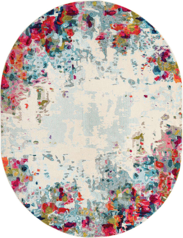 Multicolor 7' 11 x 10' Chromatic Oval Area Rug 100% Polypropylene With Cotton Backing Abstract Modern Colorful Carpet Mat for Home Decor & Interior Design for Sale at Rug Engine