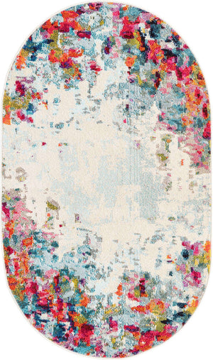 Multicolor 3' 3 x 5' 3 Chromatic Oval Area Rug 100% Polypropylene With Cotton Backing Abstract Modern Colorful Carpet Mat for Home Decor & Interior Design for Sale at Rug Engine