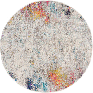 Beige 3' 3 x 3' 3 Chromatic Round Area Rug 100% Polypropylene With Cotton Backing Abstract Modern Colorful Carpet Mat for Home Decor & Interior Design for Sale at Rug Engine