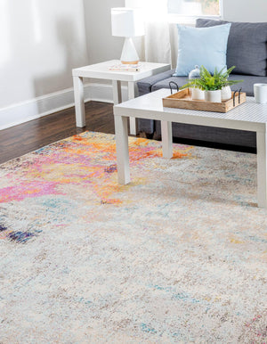 Beige 6' 1 x 6' 1 Chromatic Square Area Rug 100% Polypropylene With Cotton Backing Abstract Modern Colorful Carpet Mat for Home Decor & Interior Design for Sale at Rug Engine