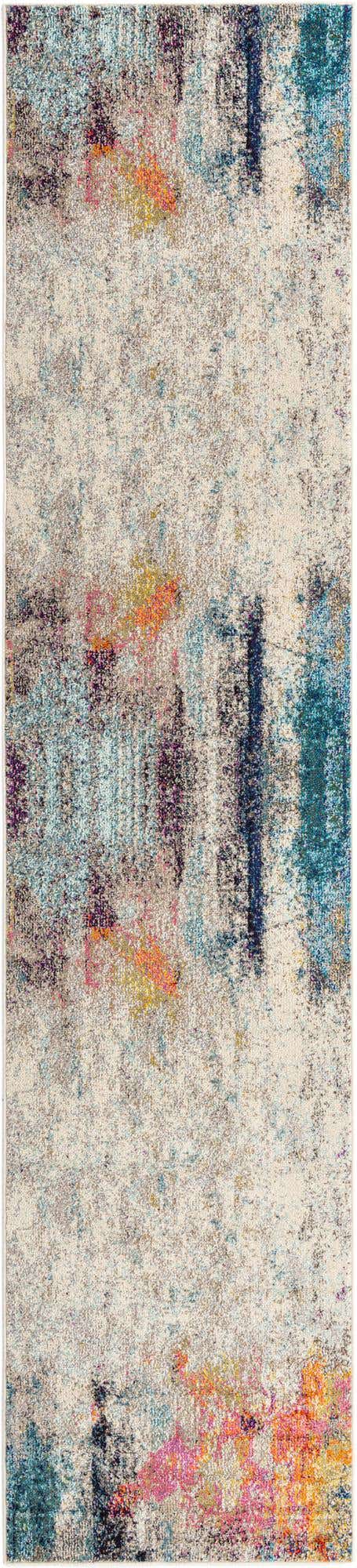 Beige 2' 7 x 12' Chromatic Runner Area Rug 100% Polypropylene With Cotton Backing Abstract Modern Colorful Carpet Mat for Home Decor & Interior Design for Sale at Rug Engine