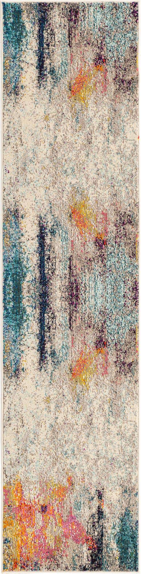 Beige 2' x 8' Chromatic Runner Area Rug 100% Polypropylene With Cotton Backing Abstract Modern Colorful Carpet Mat for Home Decor & Interior Design for Sale at Rug Engine