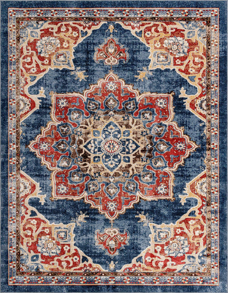 Dark Blue 10' x 13' Utopia Rectangle Area Rug Traditional Vintage Persian Inspired Vivid Color Durable Carpet for Unique Interiors for Sale at Rug Engine