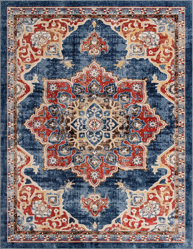 Dark Blue 10' x 13' Utopia Rectangle Area Rug Traditional Vintage Persian Inspired Vivid Color Durable Carpet for Unique Interiors for Sale at Rug Engine