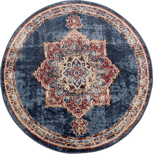 Dark Blue 3' 3 x 3' 3 Utopia Round Area Rug Traditional Vintage Persian Inspired Vivid Color Durable Carpet for Unique Interiors for Sale at Rug Engine