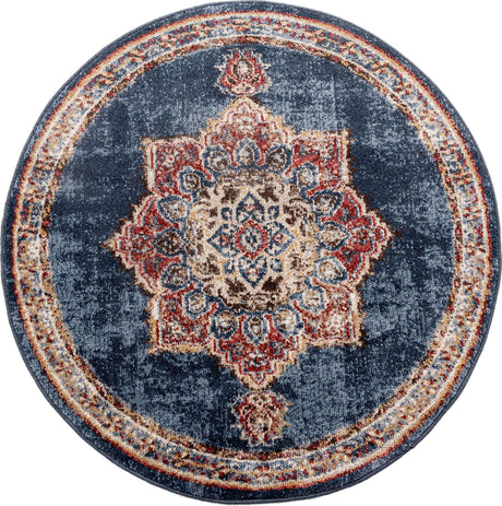 Dark Blue 3' 3 x 3' 3 Utopia Round Area Rug Traditional Vintage Persian Inspired Vivid Color Durable Carpet for Unique Interiors for Sale at Rug Engine