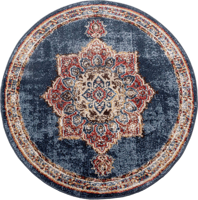 Dark Blue 3' 3 x 3' 3 Utopia Round Area Rug Traditional Vintage Persian Inspired Vivid Color Durable Carpet for Unique Interiors for Sale at Rug Engine