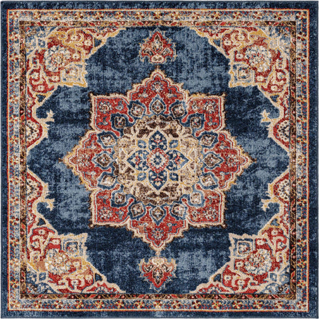 Dark Blue 5' x 5' Utopia Square Area Rug Traditional Vintage Persian Inspired Vivid Color Durable Carpet for Unique Interiors for Sale at Rug Engine