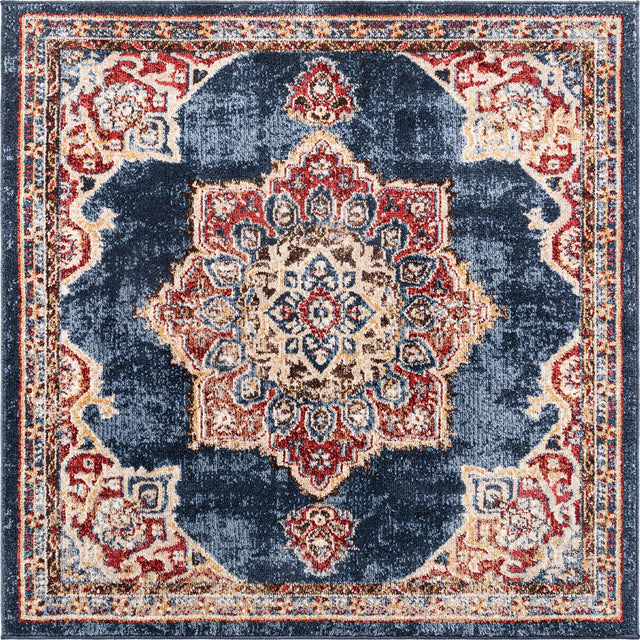 Dark Blue 4' x 4' Utopia Square Area Rug Traditional Vintage Persian Inspired Vivid Color Durable Carpet for Unique Interiors for Sale at Rug Engine