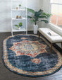 Dark Blue 5' x 8' Utopia Oval Area Rug Traditional Vintage Persian Inspired Vivid Color Durable Carpet for Unique Interiors for Sale at Rug Engine