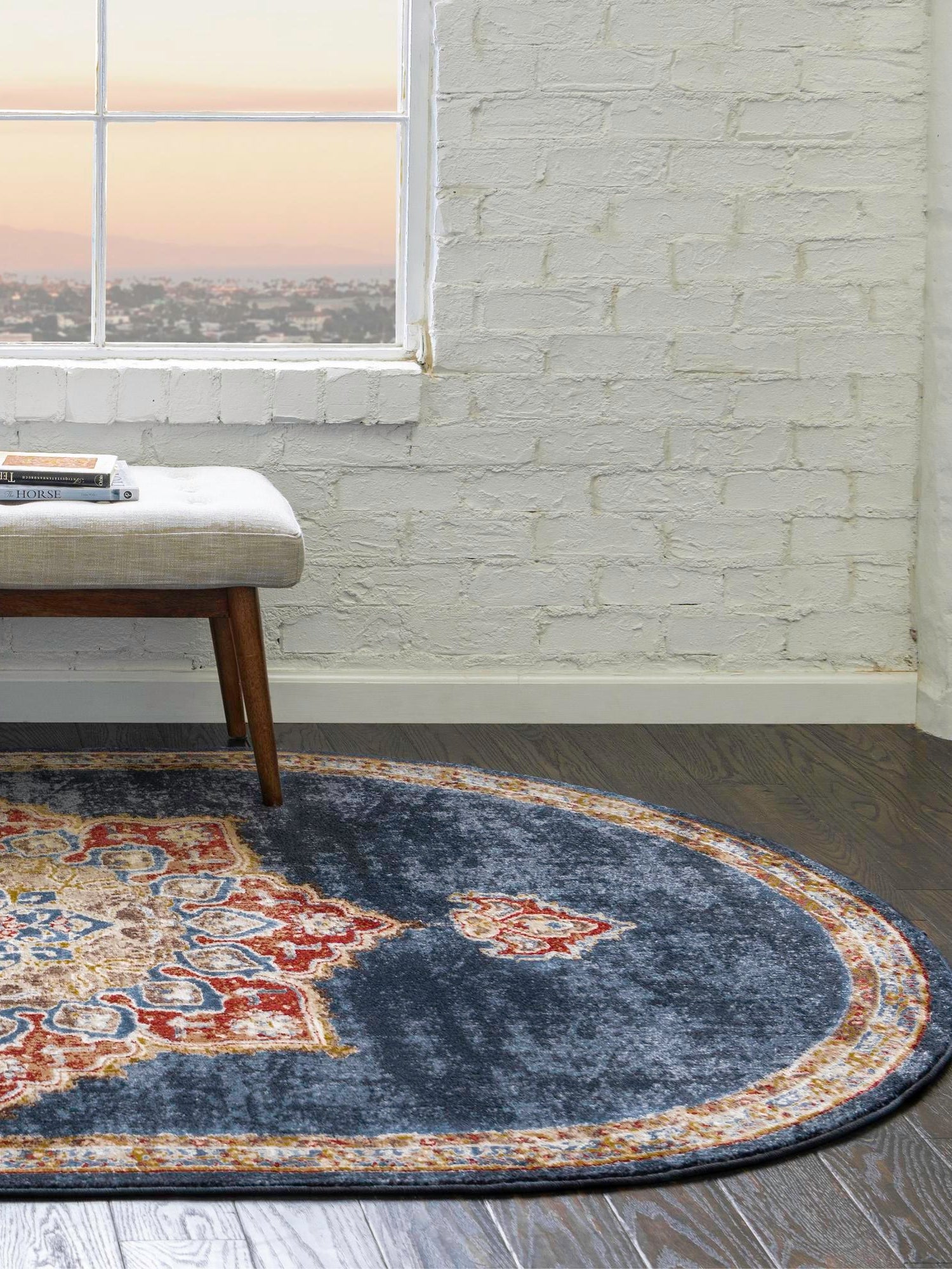 Dark Blue 5' x 8' Utopia Oval Area Rug Traditional Vintage Persian Inspired Vivid Color Durable Carpet for Unique Interiors for Sale at Rug Engine