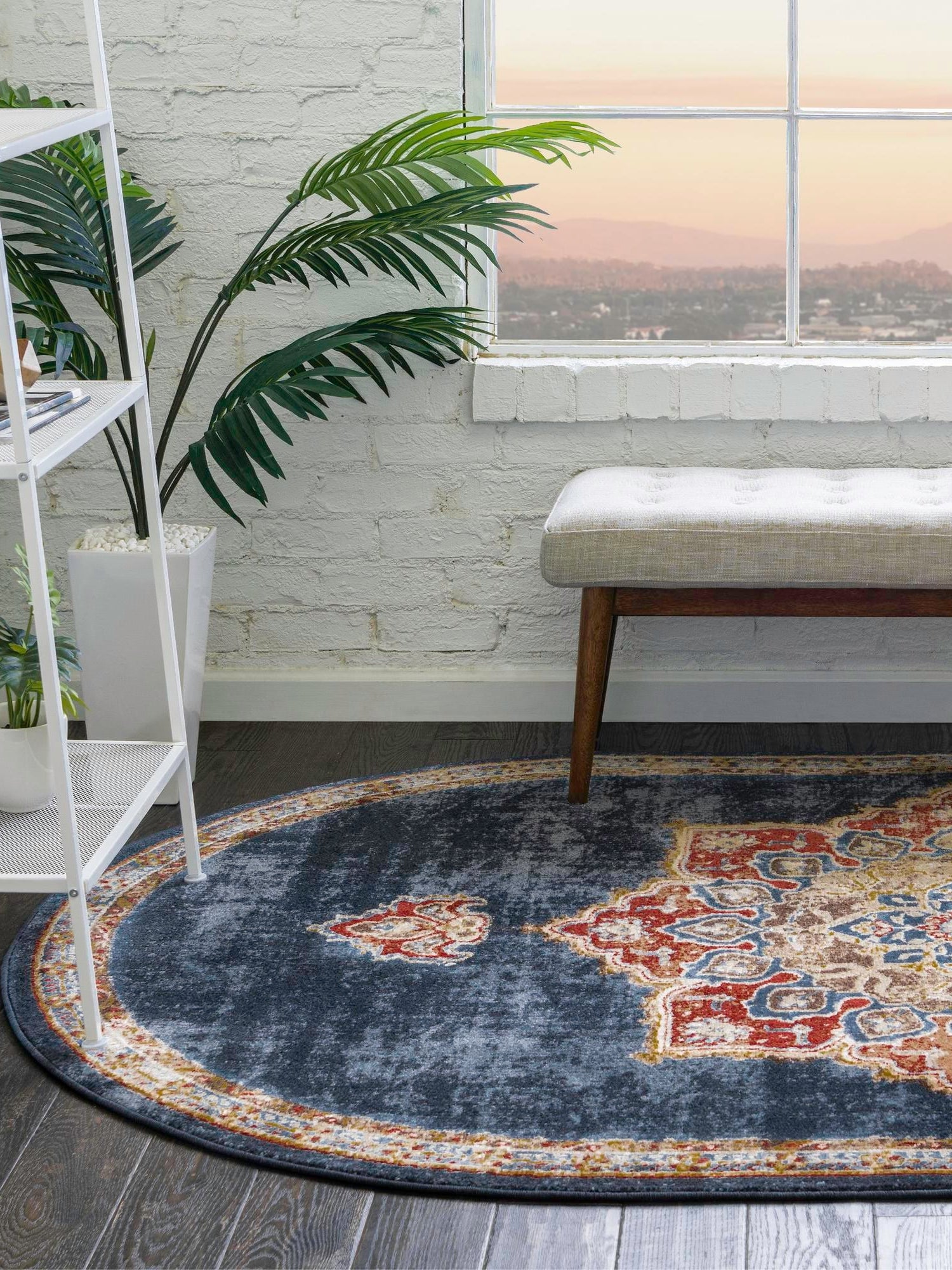 Dark Blue 5' x 8' Utopia Oval Area Rug Traditional Vintage Persian Inspired Vivid Color Durable Carpet for Unique Interiors for Sale at Rug Engine