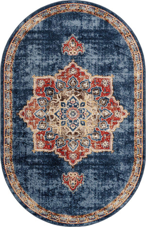 Dark Blue 5' x 8' Utopia Oval Area Rug Traditional Vintage Persian Inspired Vivid Color Durable Carpet for Unique Interiors for Sale at Rug Engine