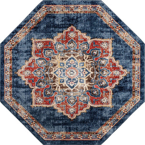 Dark Blue 7' 11 x 7' 11 Utopia Octagon Area Rug Traditional Vintage Persian Inspired Vivid Color Durable Carpet for Unique Interiors for Sale at Rug Engine