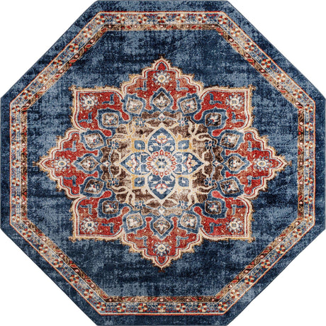 Dark Blue 7' 11 x 7' 11 Utopia Octagon Area Rug Traditional Vintage Persian Inspired Vivid Color Durable Carpet for Unique Interiors for Sale at Rug Engine