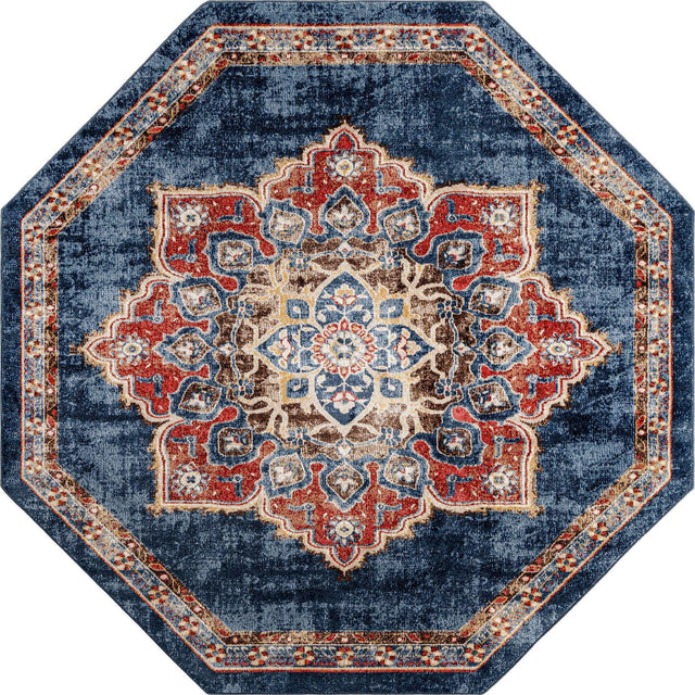 Dark Blue 7' 11 x 7' 11 Utopia Octagon Area Rug Traditional Vintage Persian Inspired Vivid Color Durable Carpet for Unique Interiors for Sale at Rug Engine