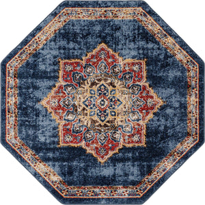 Dark Blue 5' x 5' Utopia Octagon Area Rug Traditional Vintage Persian Inspired Vivid Color Durable Carpet for Unique Interiors for Sale at Rug Engine