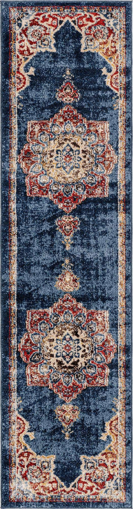 Dark Blue 2' x 8' Utopia Runner Area Rug Traditional Vintage Persian Inspired Vivid Color Durable Carpet for Unique Interiors for Sale at Rug Engine
