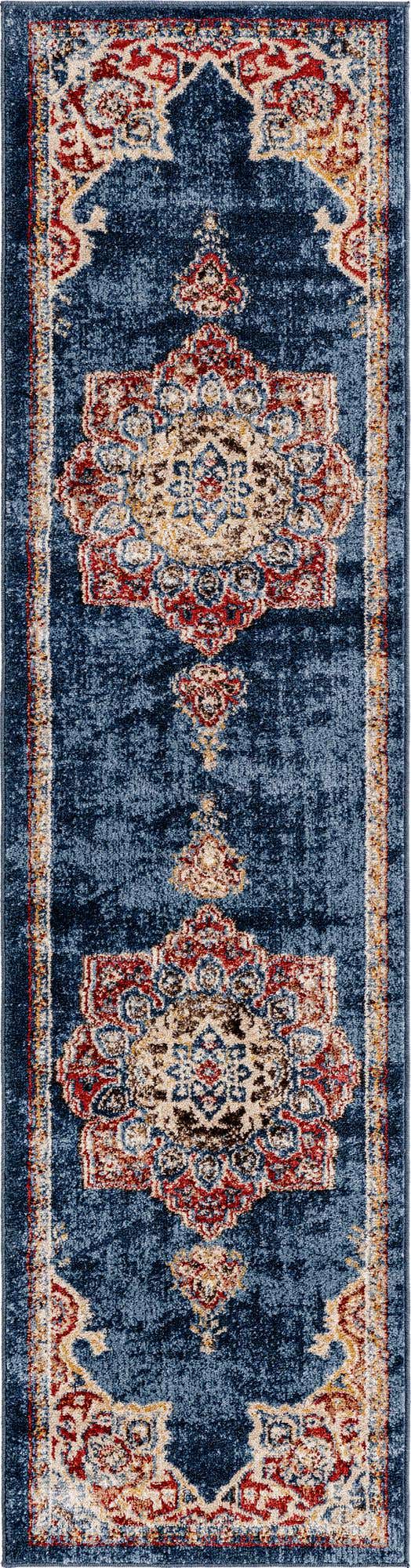 Dark Blue 2' x 8' Utopia Runner Area Rug Traditional Vintage Persian Inspired Vivid Color Durable Carpet for Unique Interiors for Sale at Rug Engine