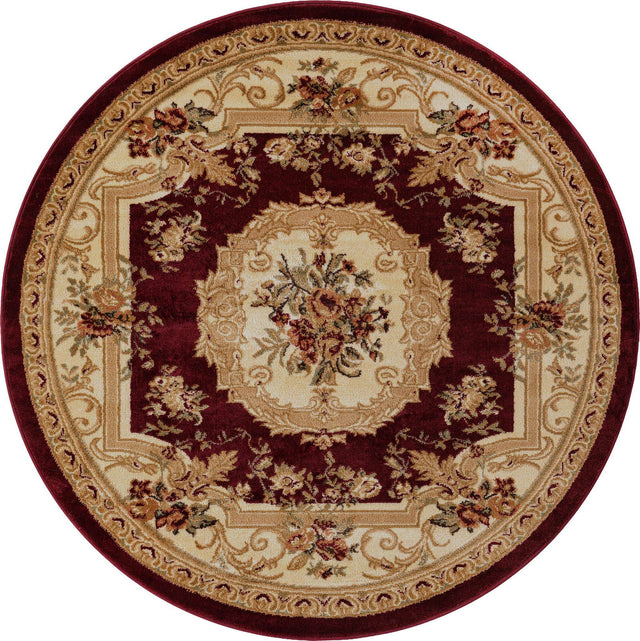 Red 5' 3 x 5' 3 Versailles Round Area Rug