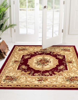 Red 7' 1 x 7' 1 Versailles Square Area Rug