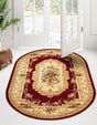 Red 7' 10 x 10' Versailles Oval Area Rug Classic Traditional Motif Indoor Carpet for Hallways, Dining Rooms, Bedrooms, Living Room, Office for Sale at Rug Engine