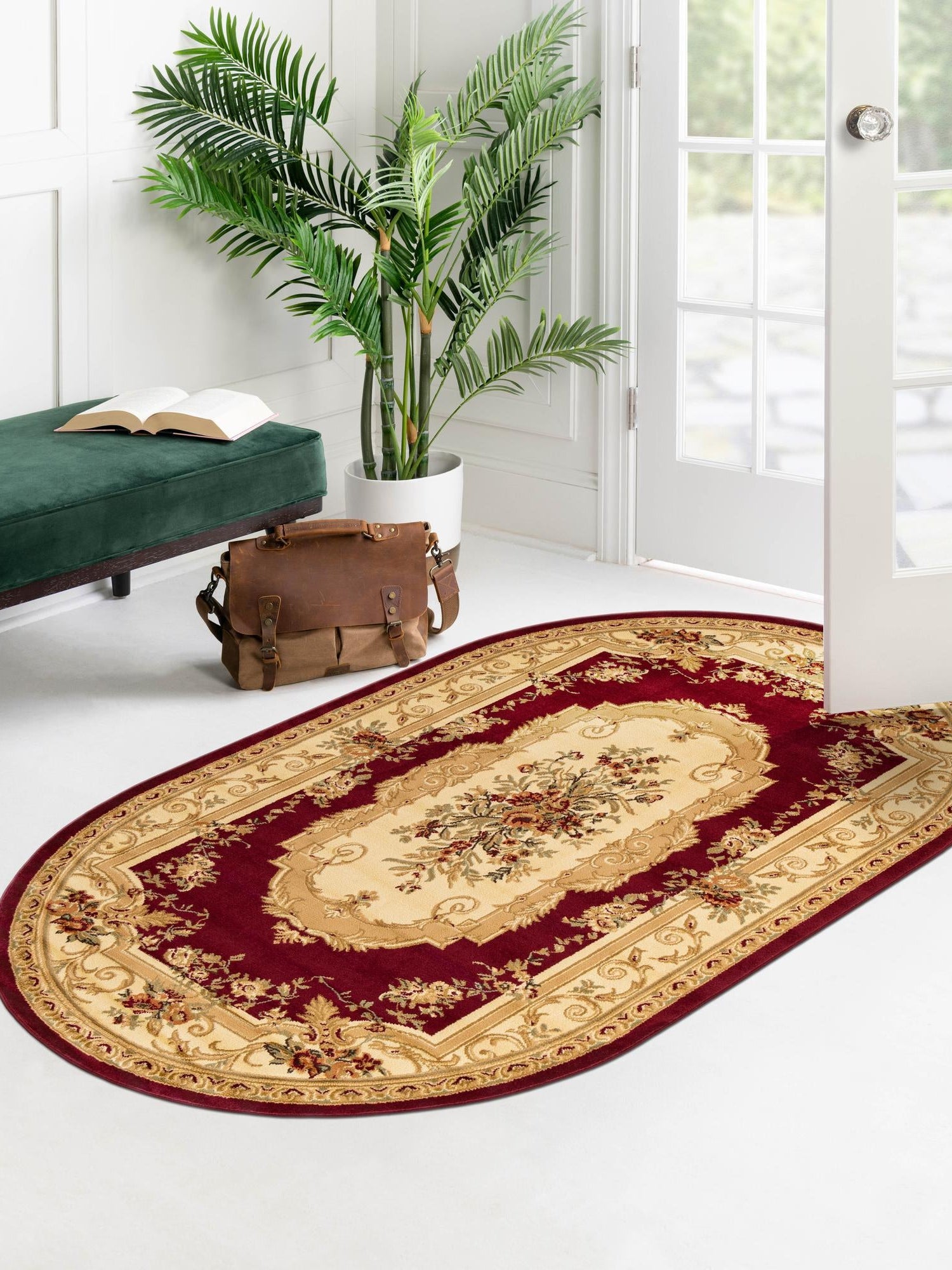 Red 3' 1 x 5' 3 Versailles Oval Area Rug
