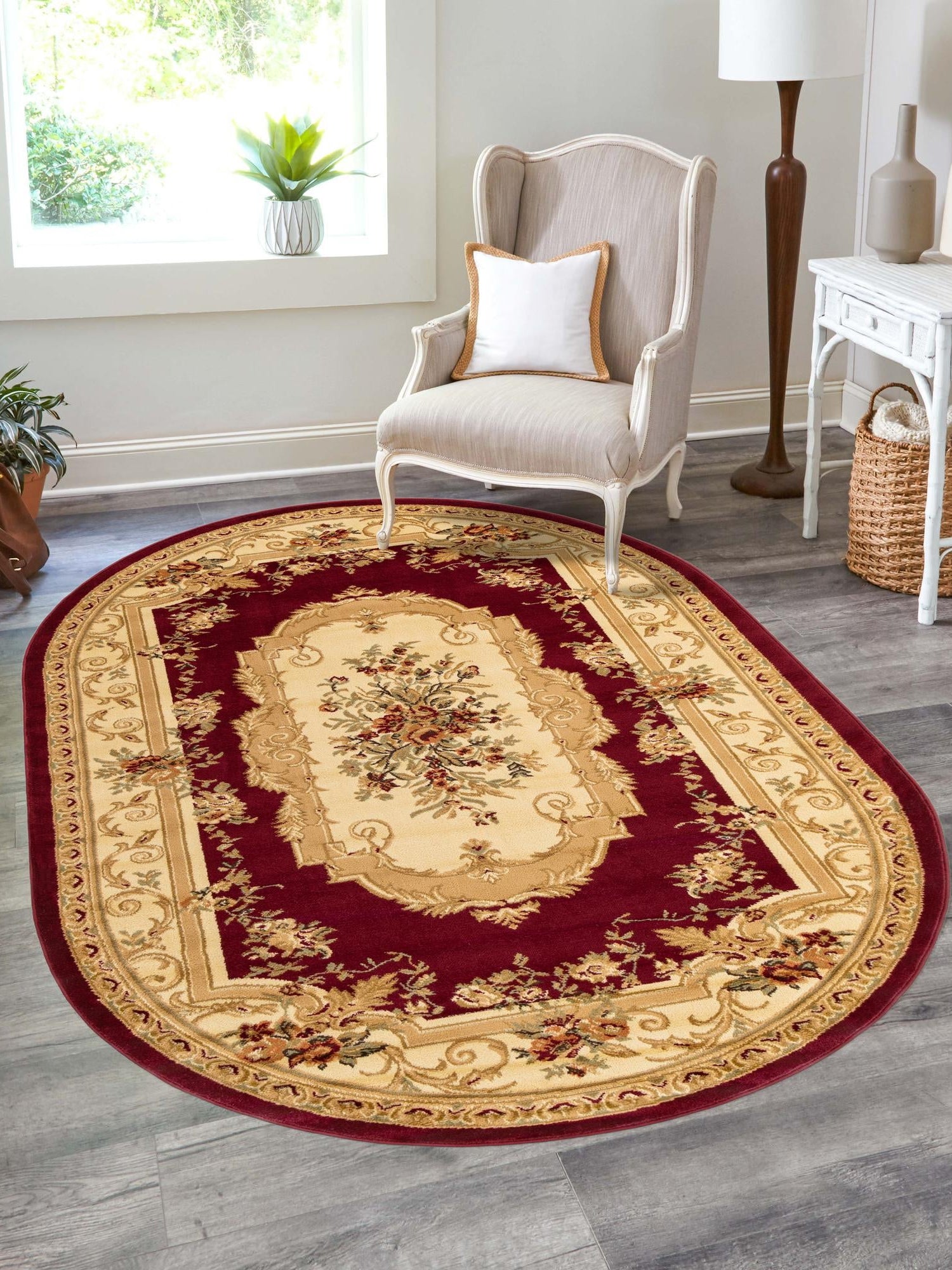 Red 4' 1 x 6' 1 Versailles Oval Area Rug