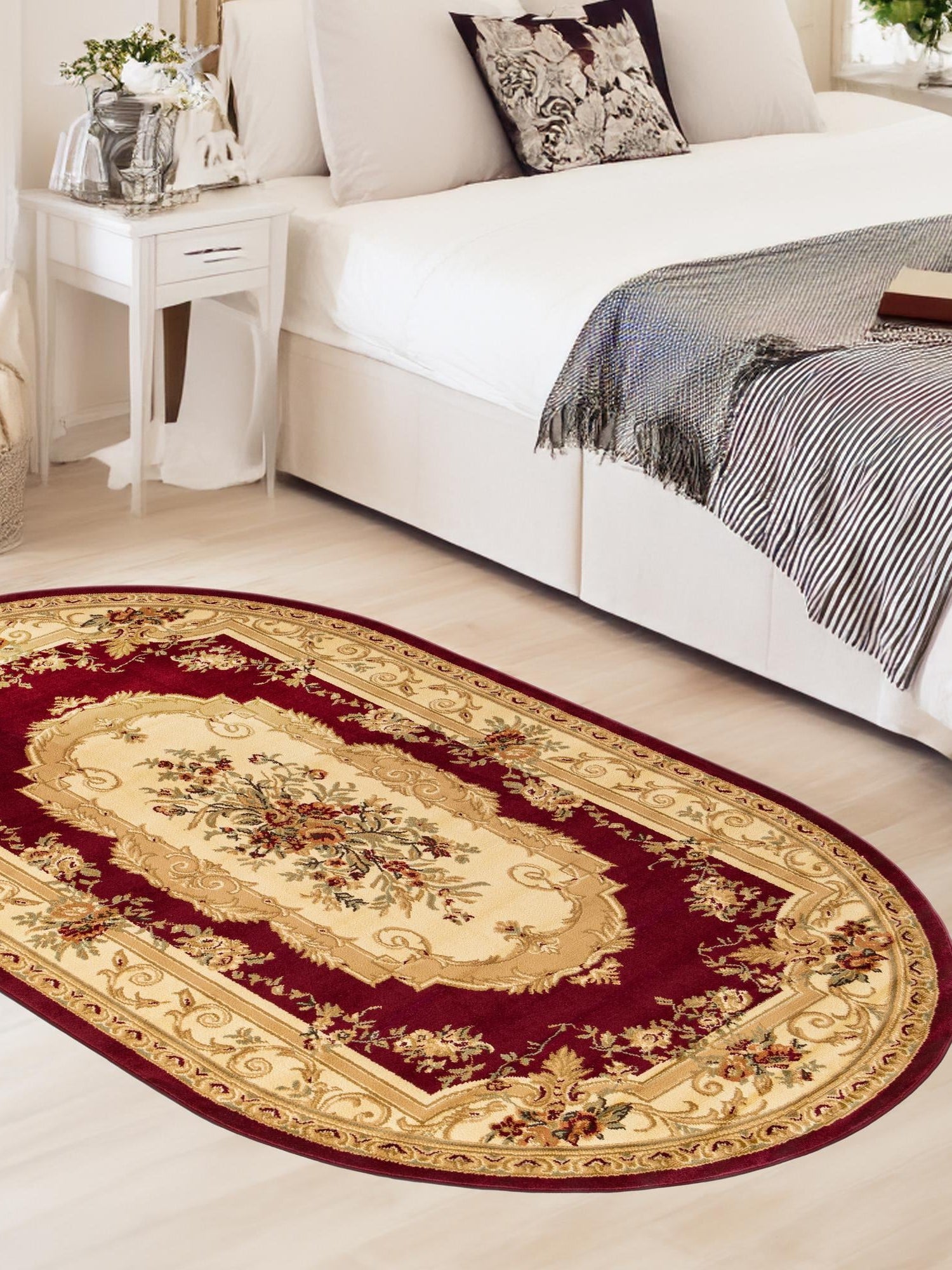 Red 3' 1 x 5' 3 Versailles Oval Area Rug