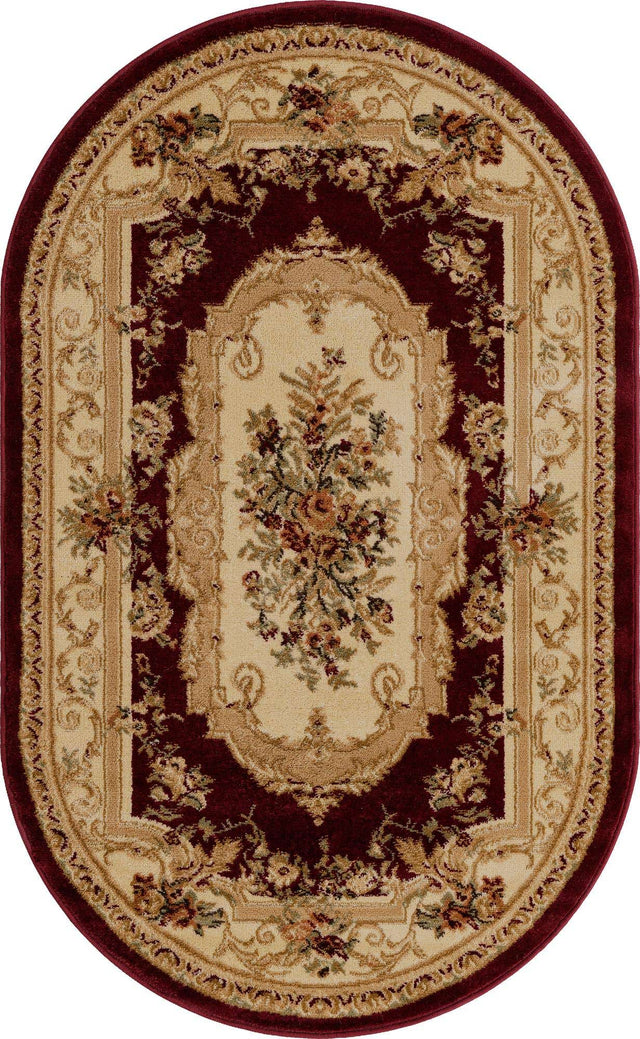 Red 3' 1 x 5' 3 Versailles Oval Area Rug