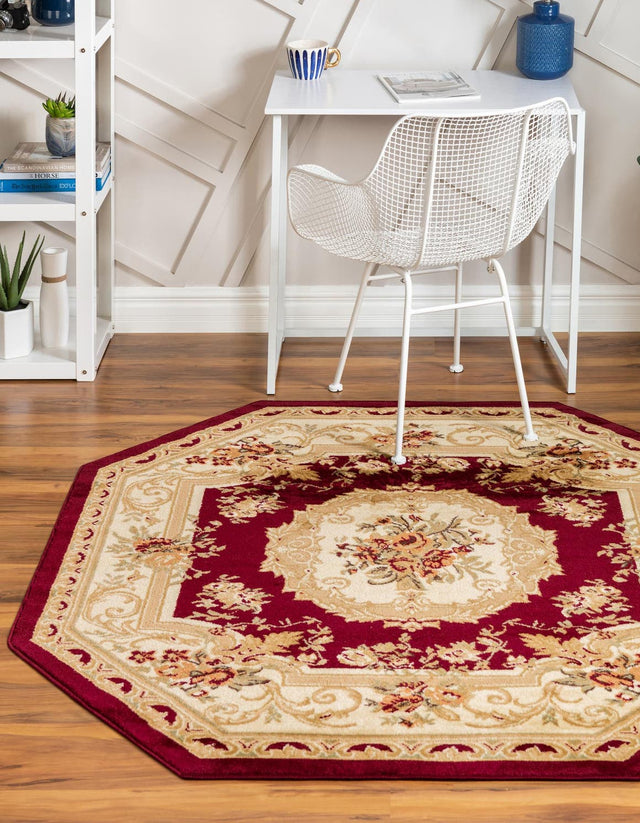 Red 7' 10 x 7' 10 Versailles Octagon Area Rug