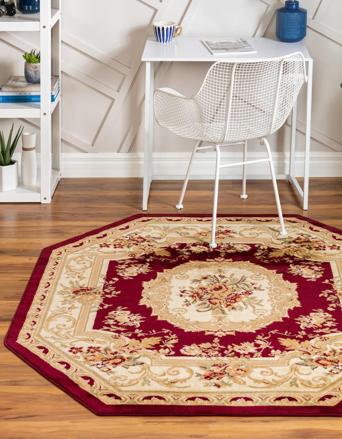 Red 5' 3 x 5' 3 Versailles Octagon Area Rug