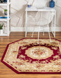 Red 5' 3 x 5' 3 Versailles Octagon Area Rug Classic Traditional Motif Indoor Carpet for Hallways, Dining Rooms, Bedrooms, Living Room, Office for Sale at Rug Engine