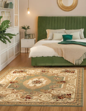 Green 5' 3 x 5' 3 Versailles Square Area Rug