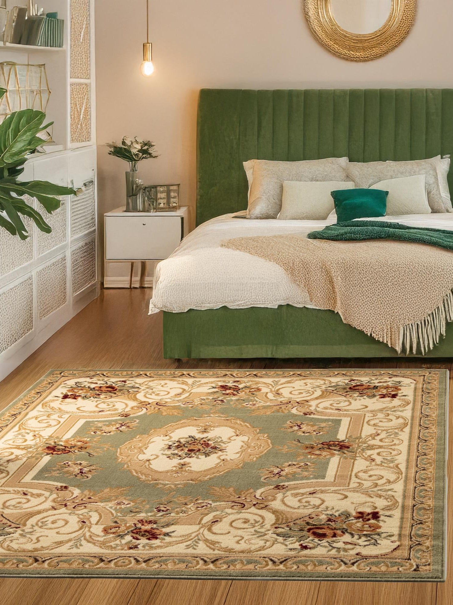 Green 4' 1 x 4' 1 Versailles Square Area Rug