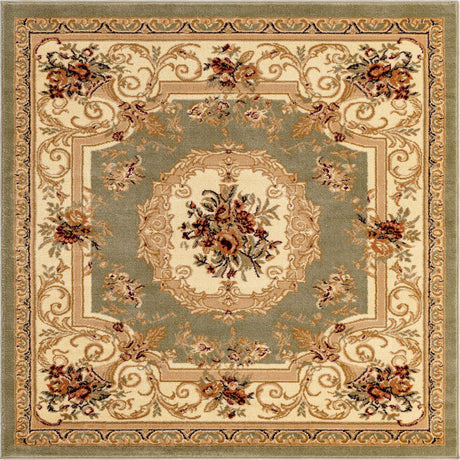 Green 5' 3 x 5' 3 Versailles Square Area Rug