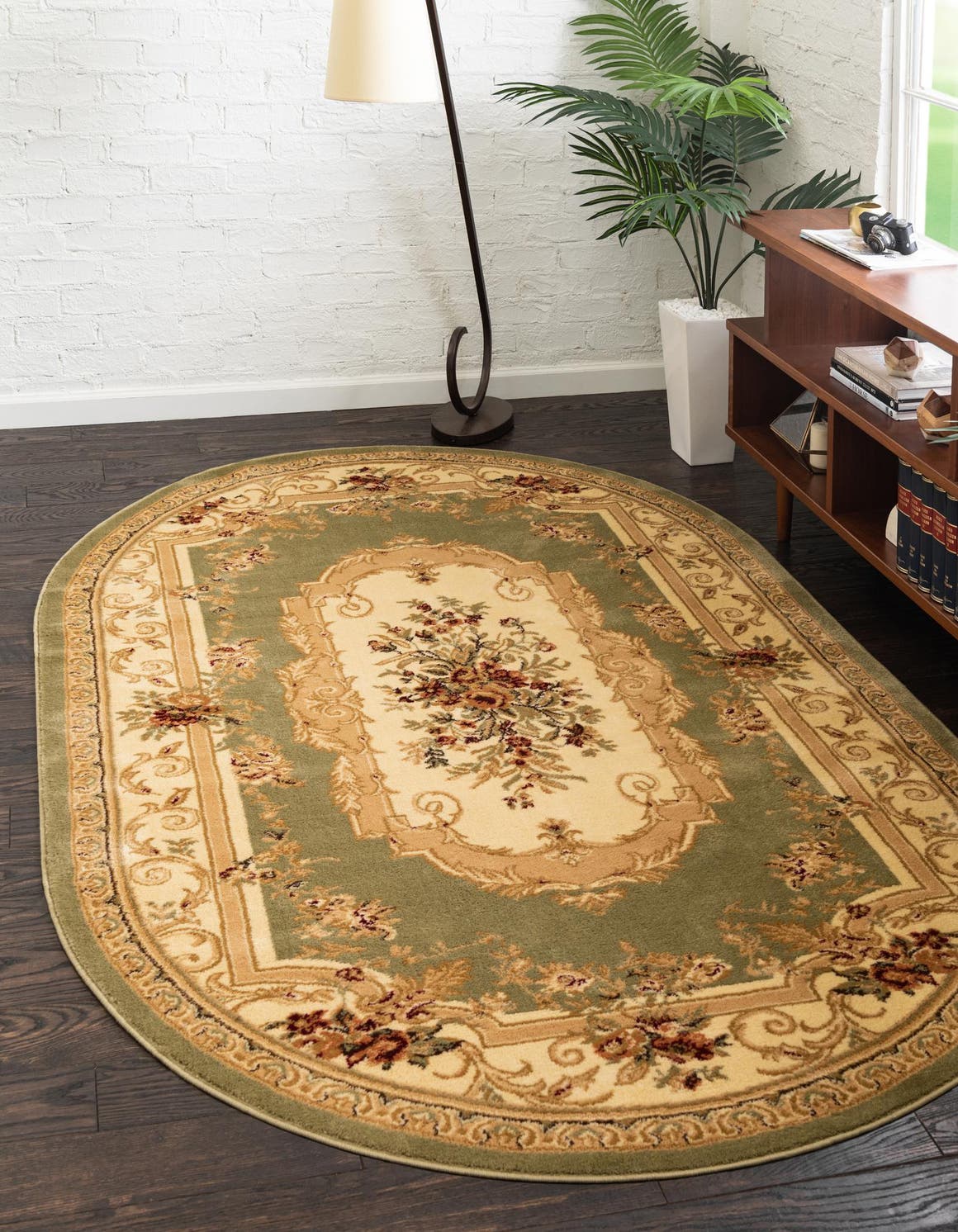 Green 3' 1 x 5' 3 Versailles Oval Area Rug