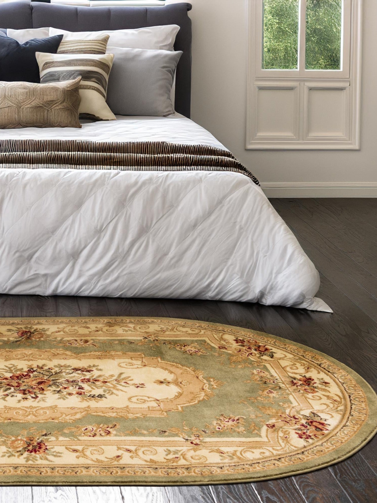 Green 3' 1 x 5' 3 Versailles Oval Area Rug