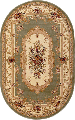 Green 5' 3 x 8' Versailles Oval Area Rug