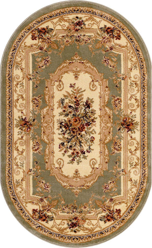Green 3' 1 x 5' 3 Versailles Oval Area Rug