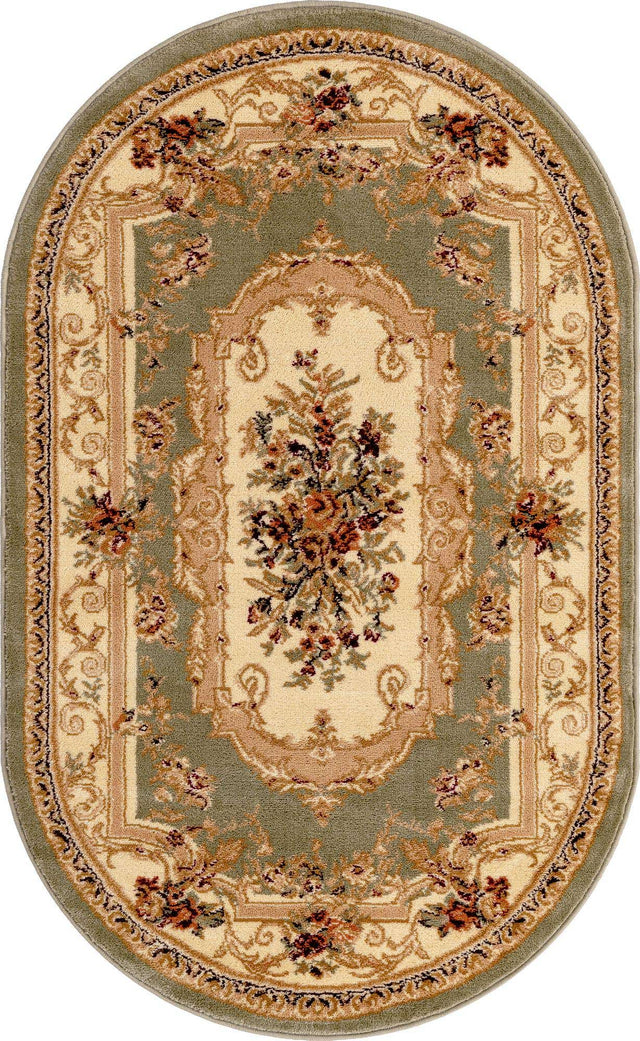 Green 3' 1 x 5' 3 Versailles Oval Area Rug