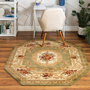 Green 7' 10 x 7' 10 Versailles Octagon Area Rug
