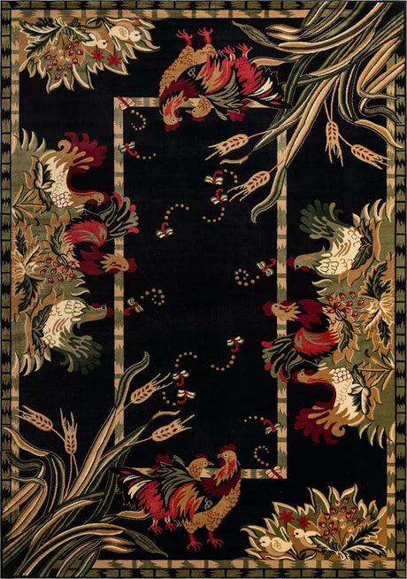 Black 10' x 14' 1 Barnyard Rectangle Area Rug 100% Polypropylene With Cotton Backing Traditional Cottage Rustic Classical Carpet for Living Office Bedroom Dining Room Easy to Clean Long Lasting & Durable Decor for Sale at Rug Engine