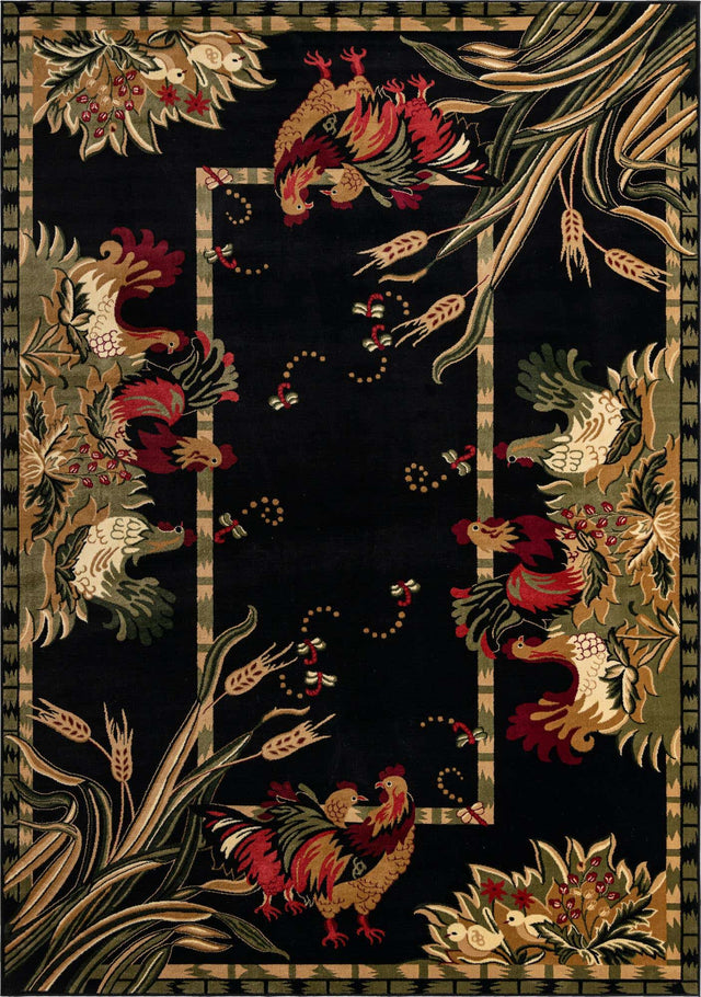 Black 10' x 14' 1 Barnyard Rectangle Area Rug 100% Polypropylene With Cotton Backing Traditional Cottage Rustic Classical Carpet for Living Office Bedroom Dining Room Easy to Clean Long Lasting & Durable Decor for Sale at Rug Engine