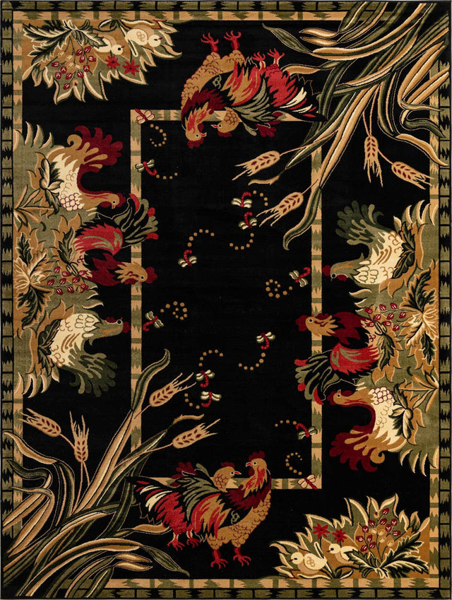Black 10' x 13' 1 Barnyard Rectangle Area Rug 100% Polypropylene With Cotton Backing Traditional Cottage Rustic Classical Carpet for Living Office Bedroom Dining Room Easy to Clean Long Lasting & Durable Decor for Sale at Rug Engine