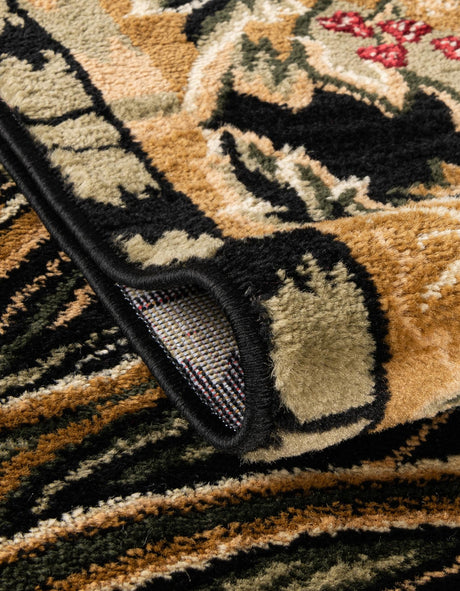 Black 3' 1 x 5' 3 Barnyard Oval Area Rug 100% Polypropylene With Cotton Backing Traditional Cottage Rustic Classical Carpet for Living Office Bedroom Dining Room Easy to Clean Long Lasting & Durable Decor for Sale at Rug Engine