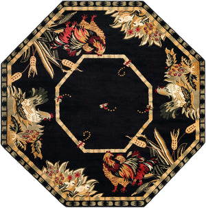 Black 7' 10 x 7' 10 Barnyard Octagon Area Rug 100% Polypropylene With Cotton Backing Traditional Cottage Rustic Classical Carpet for Living Office Bedroom Dining Room Easy to Clean Long Lasting & Durable Decor for Sale at Rug Engine