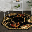 Black 7' 10 x 7' 10 Barnyard Octagon Area Rug 100% Polypropylene With Cotton Backing Traditional Cottage Rustic Classical Carpet for Living Office Bedroom Dining Room Easy to Clean Long Lasting & Durable Decor for Sale at Rug Engine